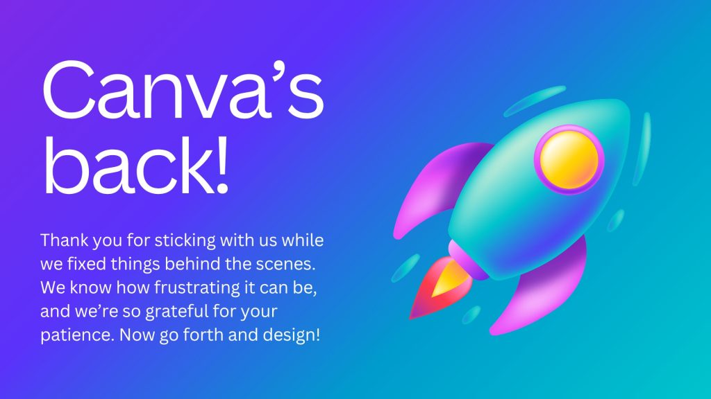 Canva communicates about its return after few hours of technical challenges
