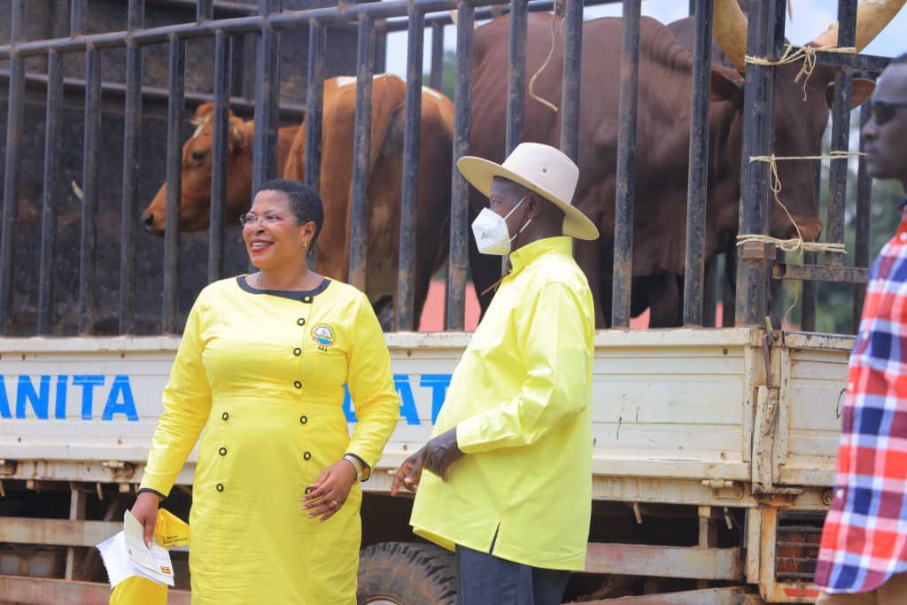 President Yoweri Museveni with Speaker Anita Among in Bukedea