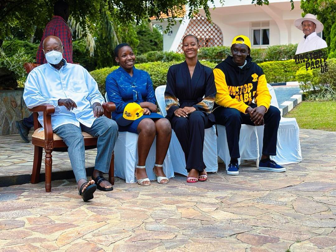 President Museveni together with the Gen z representatives at the Unstoppable Podcast 