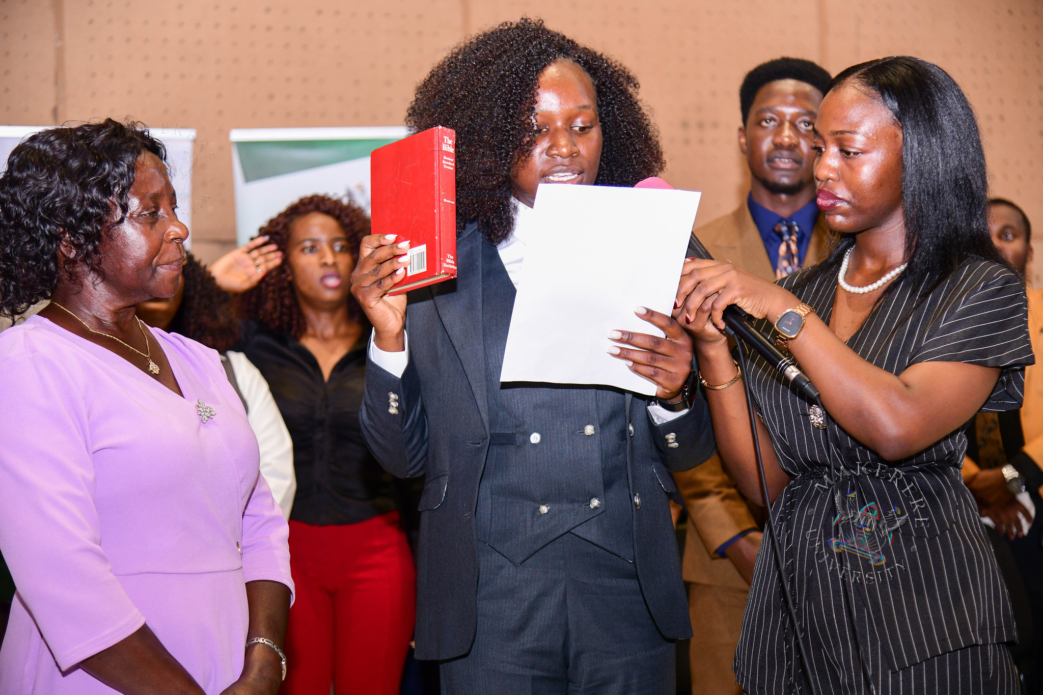 Kadondi Gracious being sworn in as Makerere Guild President at official ceremony