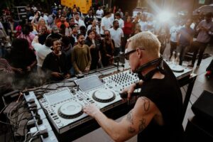 Diplo performing at Mezo Noir Kampala with Ugandan DJs and energetic crowd