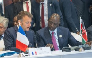 French President Emmanuel Macron and Kenya’s President William Ruto during the Africa Forward Summit 2026 in Nairobi.
