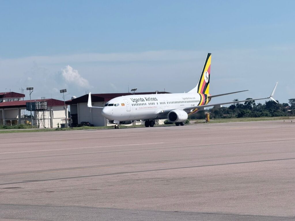 Uganda Airlines Boeing aircraft at Entebbe Airport