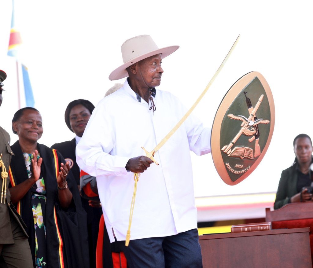 President-Elect Yoweri Kaguta Museveni after the symbolic moment of state transition, the instruments of power were formally handed over, marking the beginning of a new term in office.