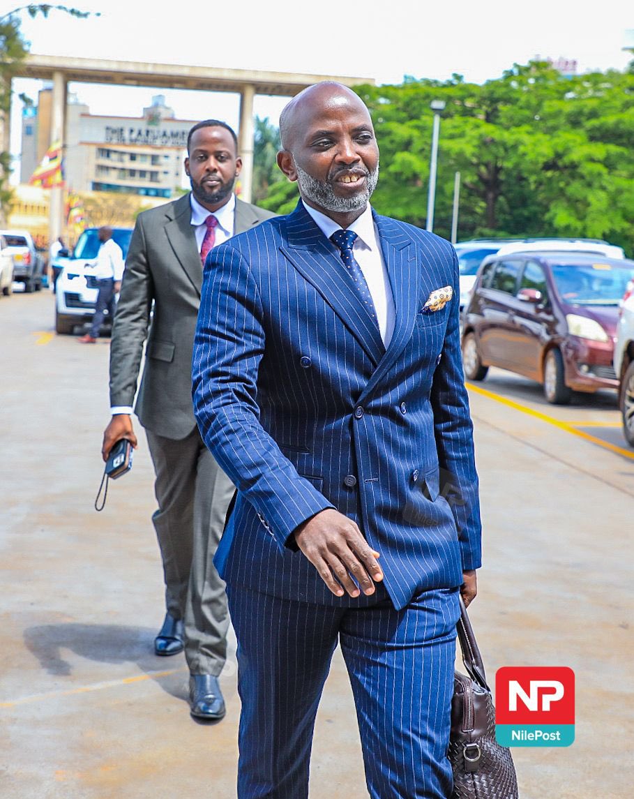 Dr. Dr. Lawrence Muganga Minister of State for Internal Affairs-designate, arriving at Parliament for vetting by the Appointments Committee of Parliament. (Courtesy Photo)